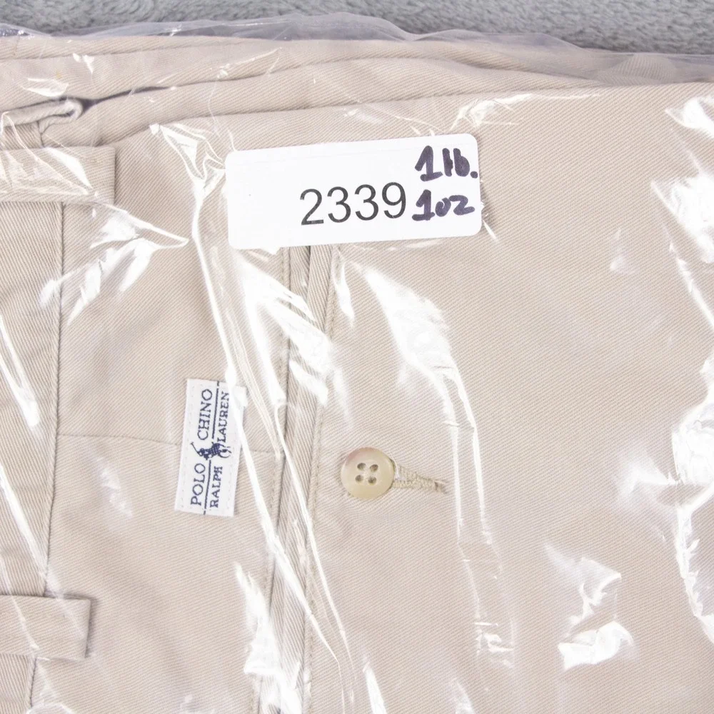 VTG Polo Ralph Lauren Tyler Short Mens 38 Khaki Tan Pleated Chino Cotton Shorts